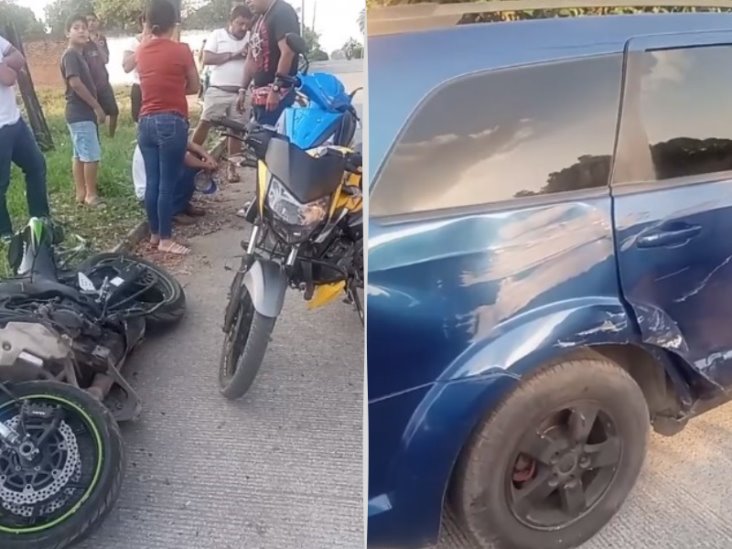 Aparatoso accidente en moto enfermero que pasaba les brindó primeros