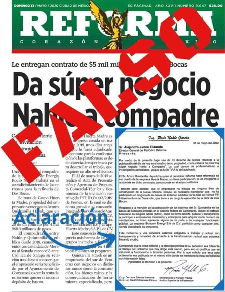 Rocío Nahle rechaza contrato millonario a su compadre en refinería de Dos Bocas