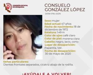 Familiares buscan a Consuelo, desapareció en Papantla