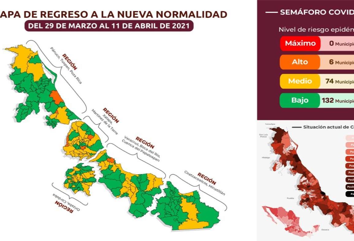 Municipios del sur pasan a semáforo verde; Coatza y Mina a amarillo