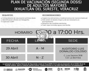 Llega a Ixhuatlán segunda dosis de vacuna Sinovac