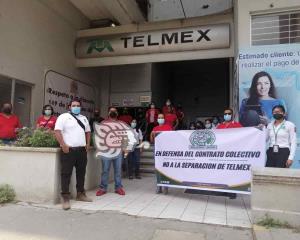 En Cosamaloapan, protestan trabajadores telefonistas en el Día del Trabajo