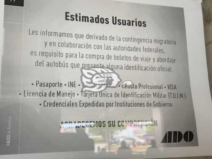 Terminal de Coatzacoalcos requiere identificación oficial a viajeros