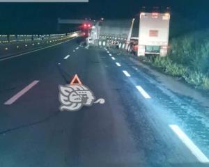 Se ‘amarró’ tractrocamión e impacta valla en autopista Cosolea-La Tinaja