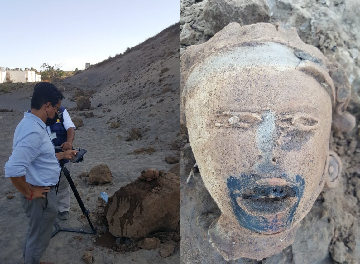Lomas 4, ¿zona arqueológica?; reportero encuentra cabeza prehispánica