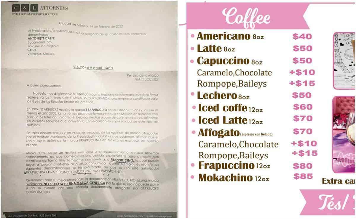 Starbucks pide a cafetería local en Veracruz retirar palabra “frapuccino” de su menú