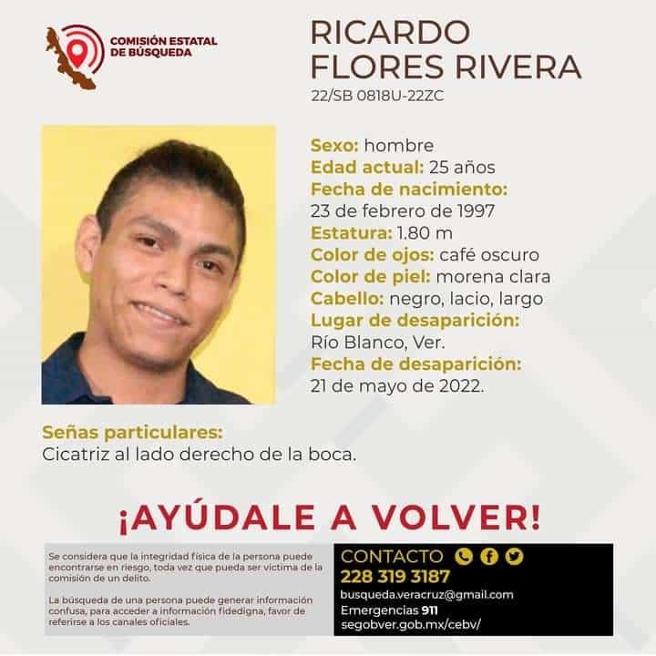 Reportan desaparición de hombre en Río Blanco