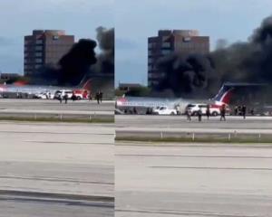 Se incendia al aterrizar avión procedente de República Dominicana en Miami(+video)