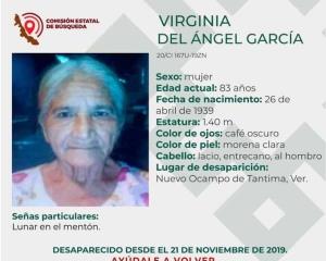 Buscan a abuelita en Tantima; desapareció desde 2019