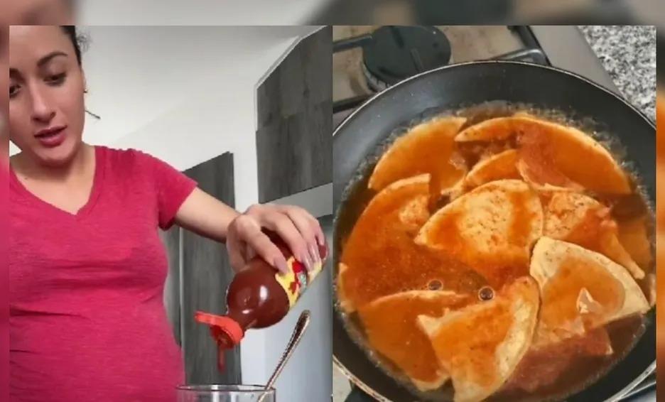 Mujer española se hace viral por hacer chilaquiles con salsa valentina