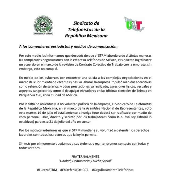 Estalla huelga de Telmex en México; la última fue en 1985