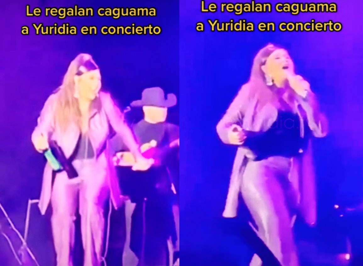 Video: Fanático le regala “caguama” a Yuridia durante concierto en Coahuila