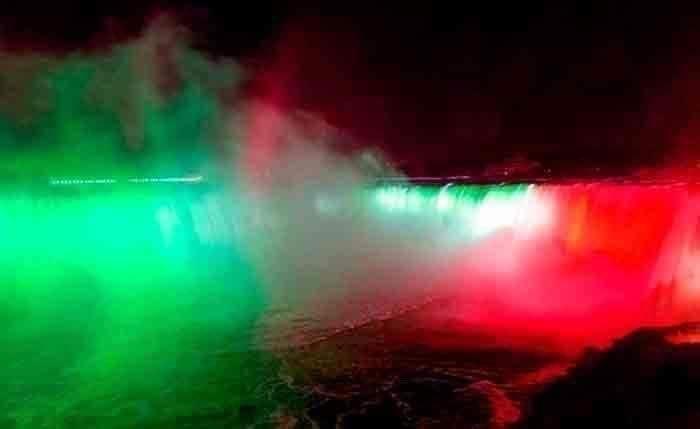 Cataratas del Niágara se ilumina con colores de la bandera mexicana