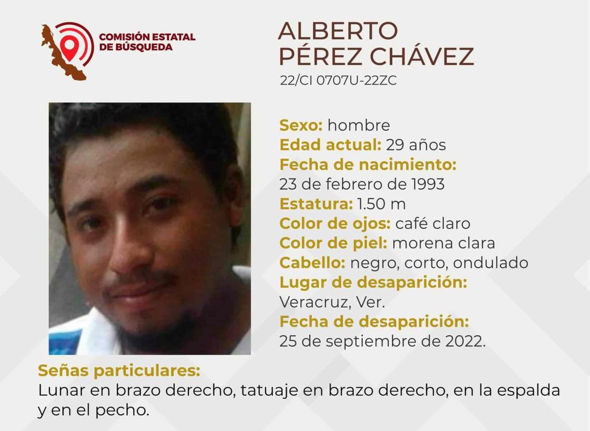 Buscan a Alberto Pérez en Veracruz; tiene casi un mes desaparecido