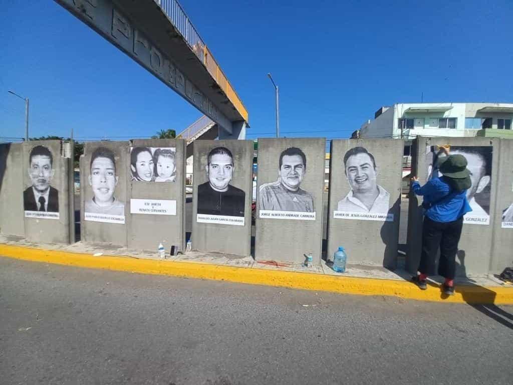 Buscan a desaparecidos con un mural en conocida avenida de Veracruz