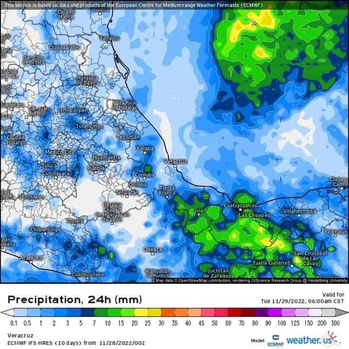 Pronóstico del tiempo para hoy 28 de noviembre en Veracruz