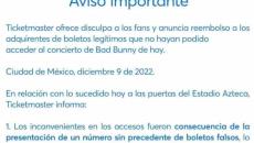 Ticketmaster se pronuncia a fallas del concierto de Bad Bunny