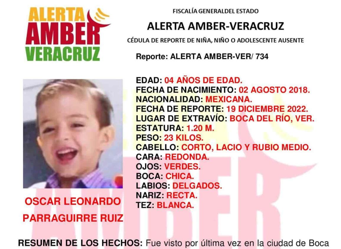 Activan Alerta Amber por menor de 4 años desaparecido en Boca del Río