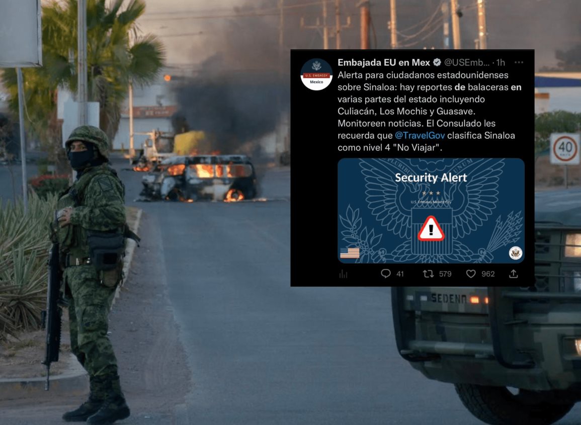 EU emite alerta de seguridad por enfrentamientos en Culiacán, Sinaloa