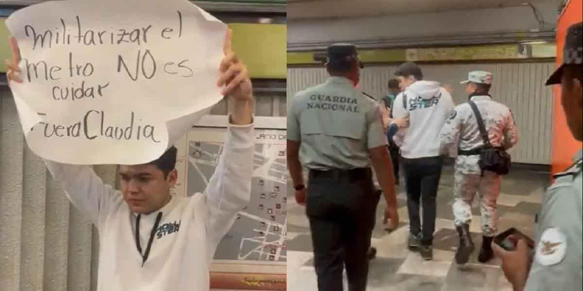 Detiene a joven que protestaba en el Metro; elementos son suspendidos