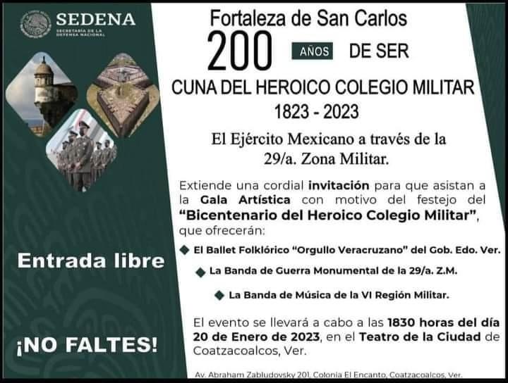Celebrarán el Bicentenario del Heroico Colegio Militar en Coatzacoalcos