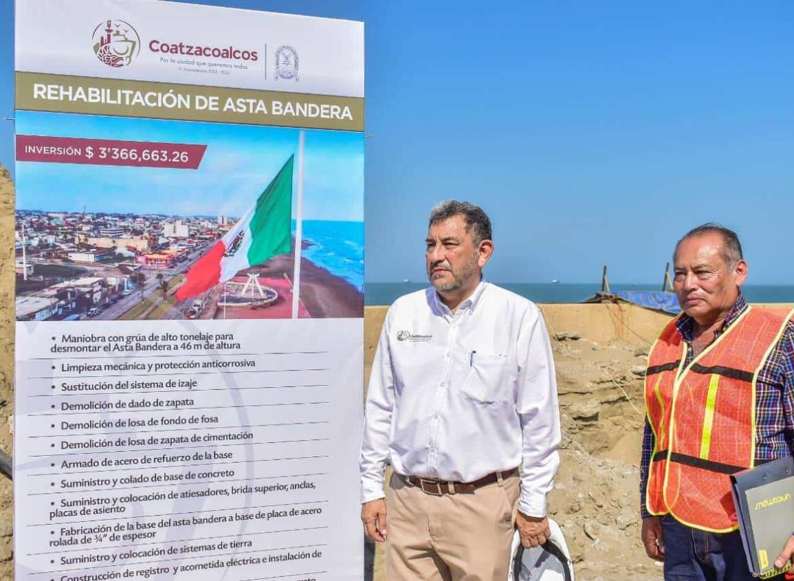 Invierte Gobierno de Coatzacoalcos más de 3mdp en la remodelación del asta bandera