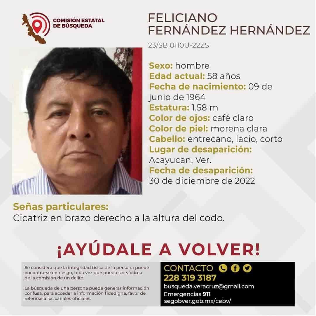 Cumple 25 días desaparecido Feliciano Fernández en Acayucan