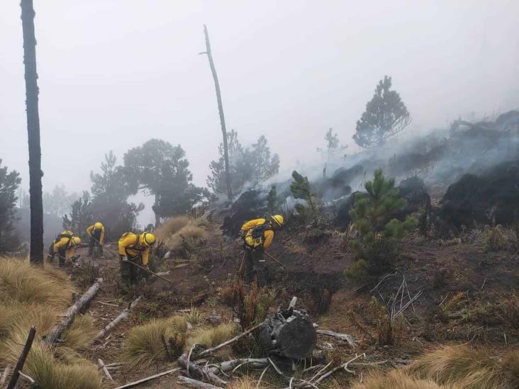 Contenido, incendio en el Pico de Orizaba; PC La Perla mantiene vigilancia