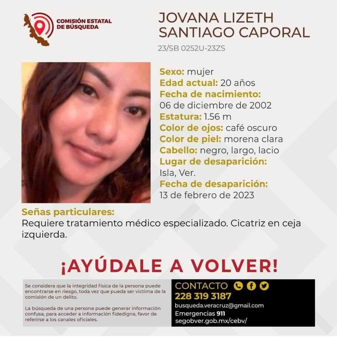 Lizbeth Santiago, desaparecida desde el 13 de febrero en Isla