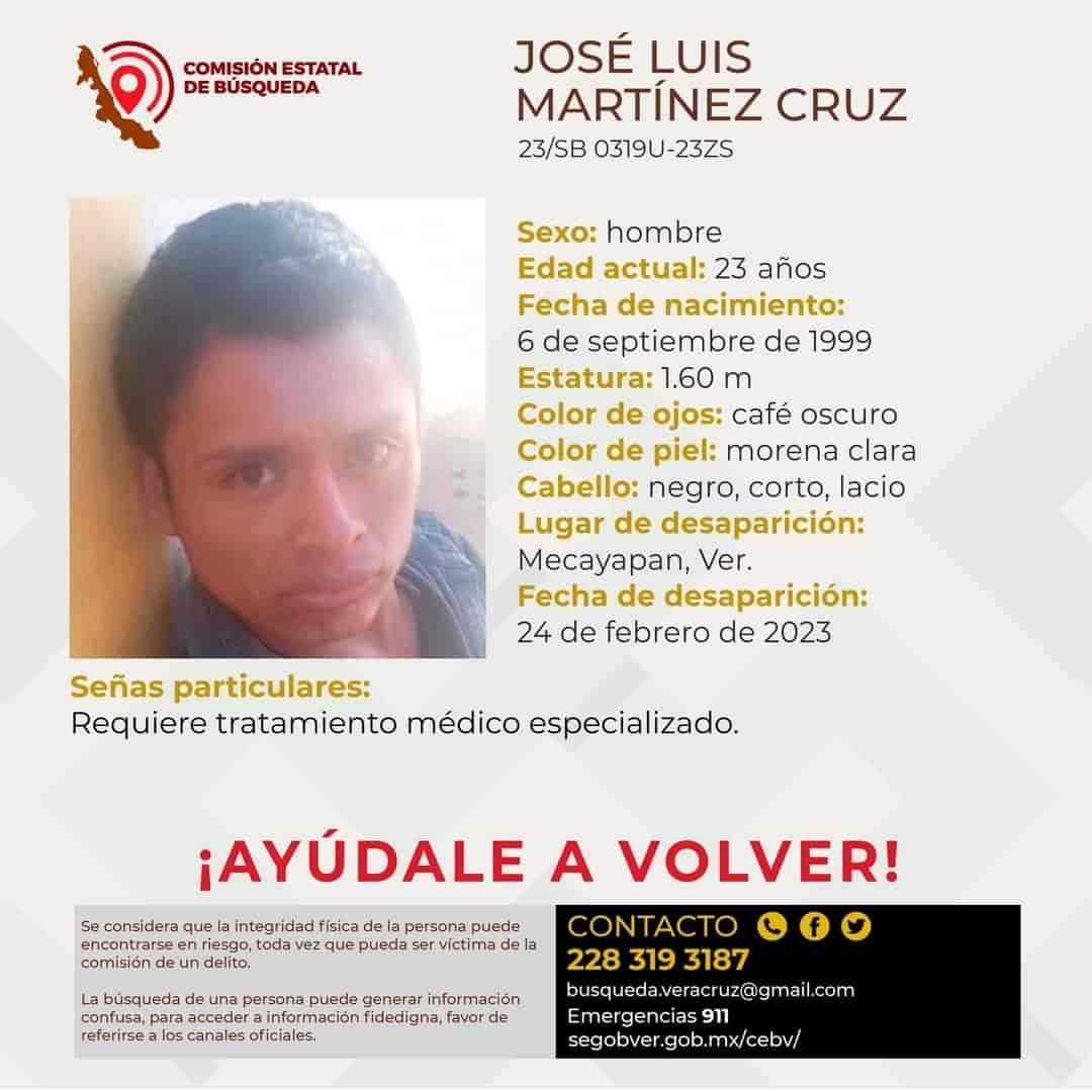 Buscan en Mecayapan a José Luis, extraviado desde el viernes
