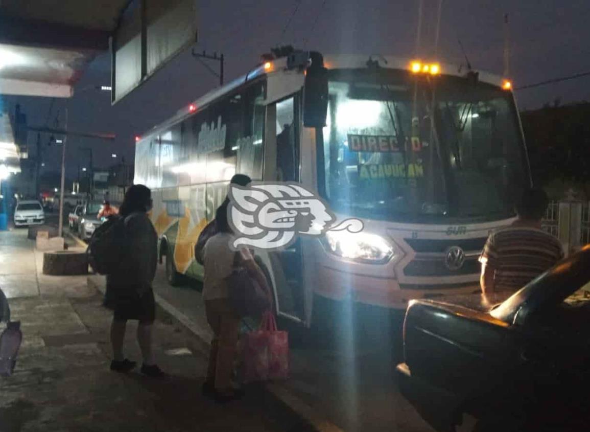 Conato de bronca entre choferes de autobuses por ruta de Texistepec
