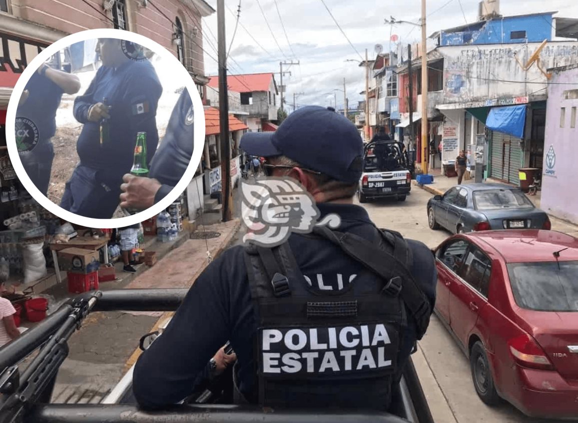 Mando de policías captados consumiendo alcohol ha sido relevado de su cargo en Veracruz