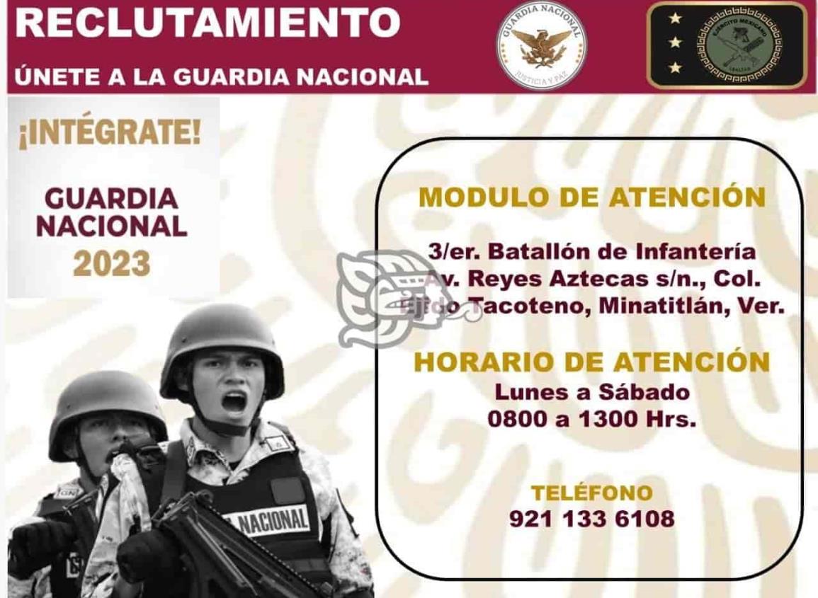 ¿Te gustaría formar parte de la Guardia Nacional?; acude al módulo del Batallón de Minatitlán
