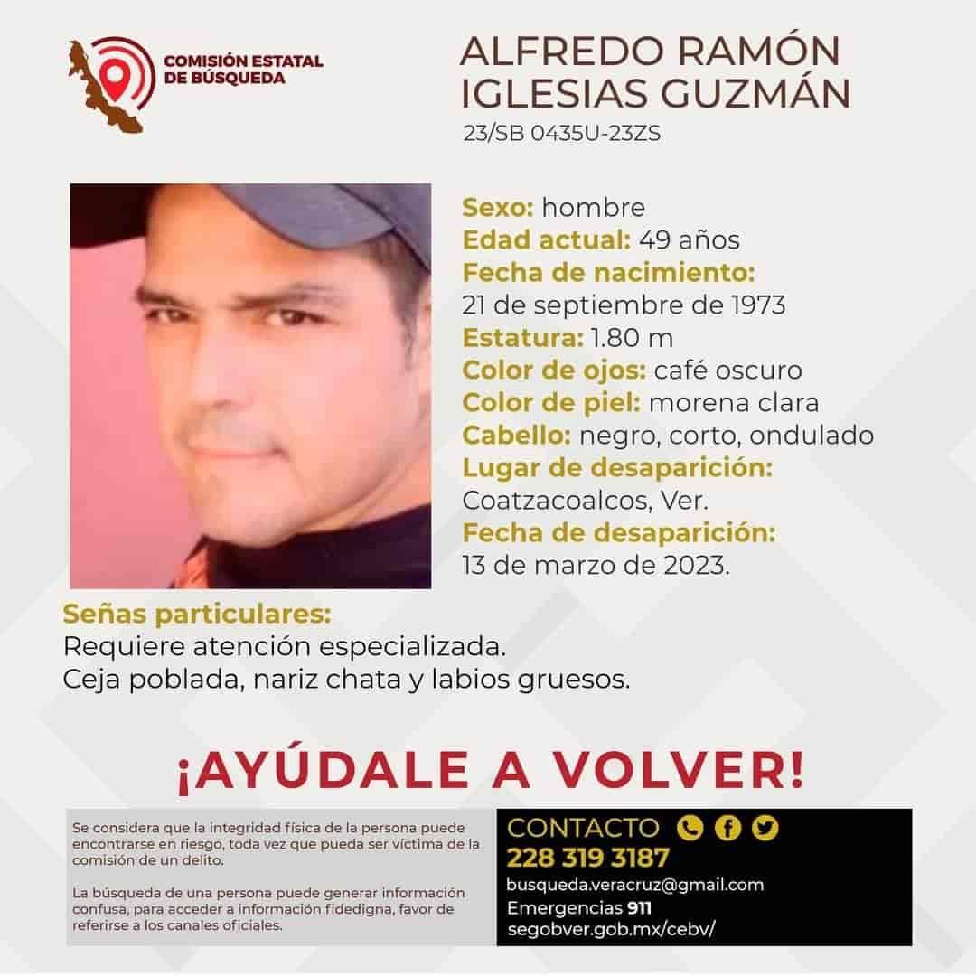 Cumple tres días desaparecido Alfredo Ramón Iglesias en Coatzacoalcos