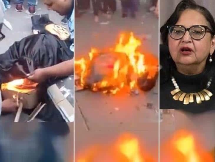 Somos adversarios, no enemigos": AMLO condena quema de figura de ministra Piña (+Video)