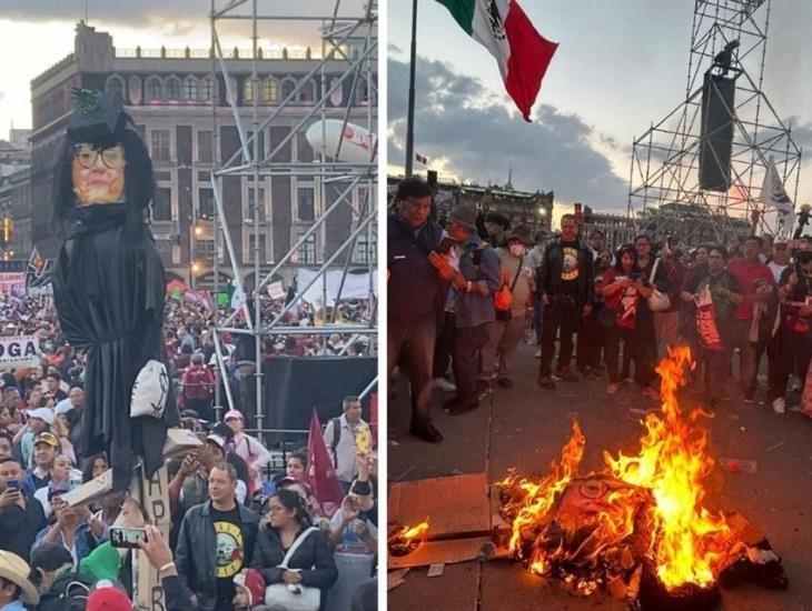 Cuitláhuac asegura no haber visto la quema de figura de ministra Piña