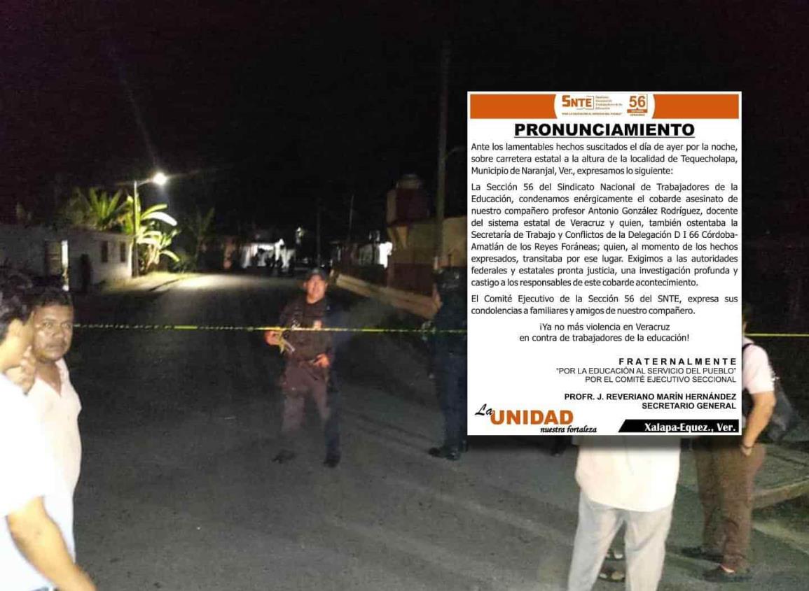 Condena SNTE 56 asesinato de maestro a manos de ministeriales de Veracruz