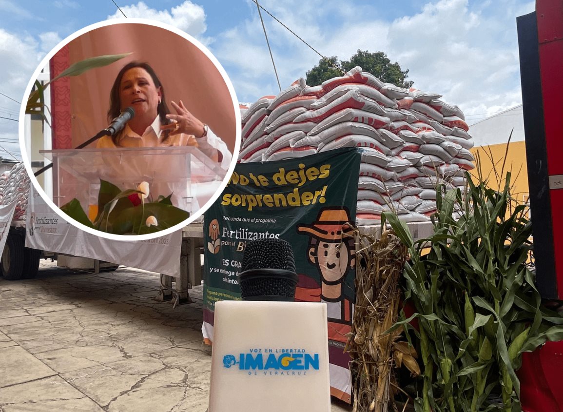 Rocío Nahle hace entrega de fertilizantes en Soledad de Doblado