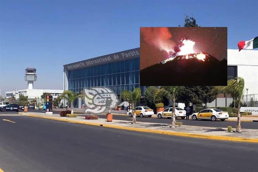 Actividad del Popocatépetl detiene operaciones del Aeropuerto de Puebla