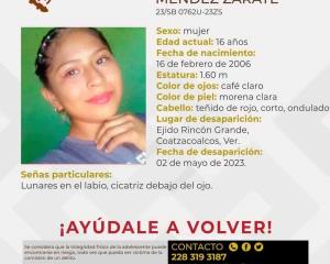 Lorena Méndez, desapareció el 02 de mayo en el ejido Rincón Grande