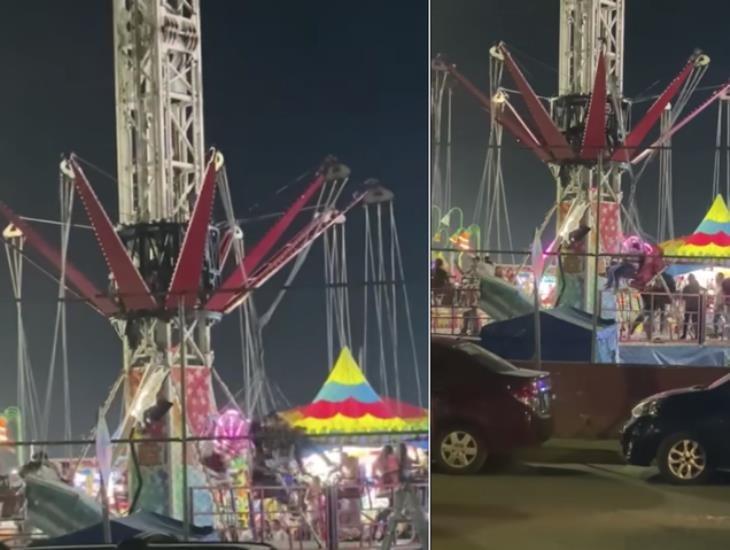 Momentos de desesperación por falla en juego mecánico en Feria de Comalcalco (+Video)