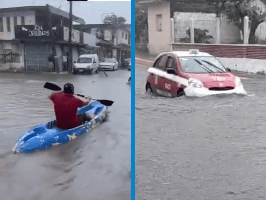 Tras inundaciones en la región de Cardel, algunos aprovecharon para sacar el Kayak