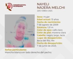 Desaparece Nayeli de 13 años en Boca del Río