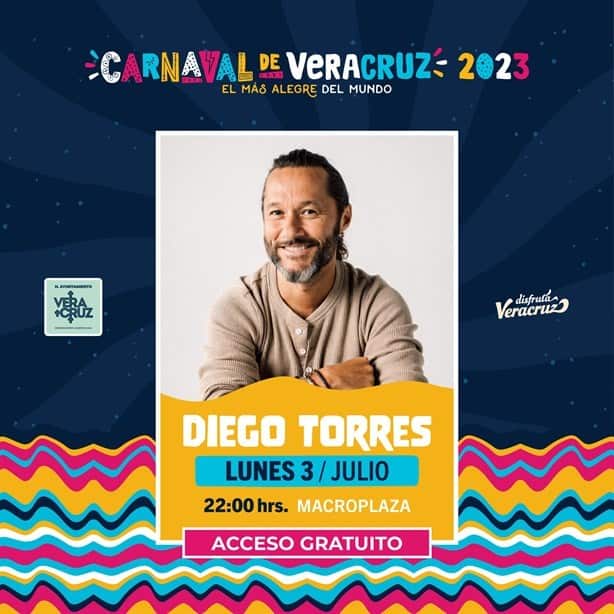 Diego Torres cuarto artista para conciertos del Carnaval de Veracruz 2023 (+Video)
