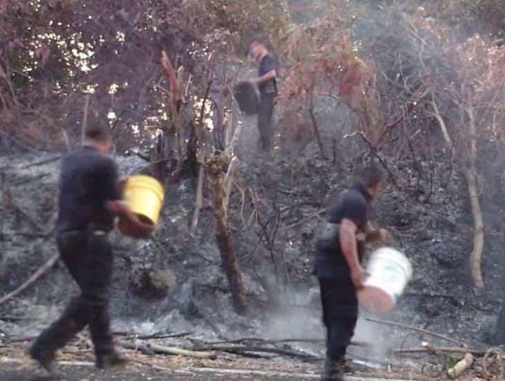 Arde en llamas pastizales de Moloacán; se unen para sofocar el incendio 