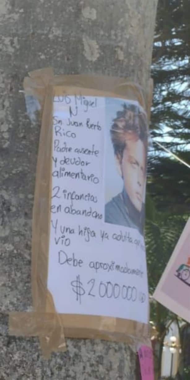 Con imagen de Luis Miguel, exhiben en tendedero a padres ausentes y deudores en Orizaba (+Video)