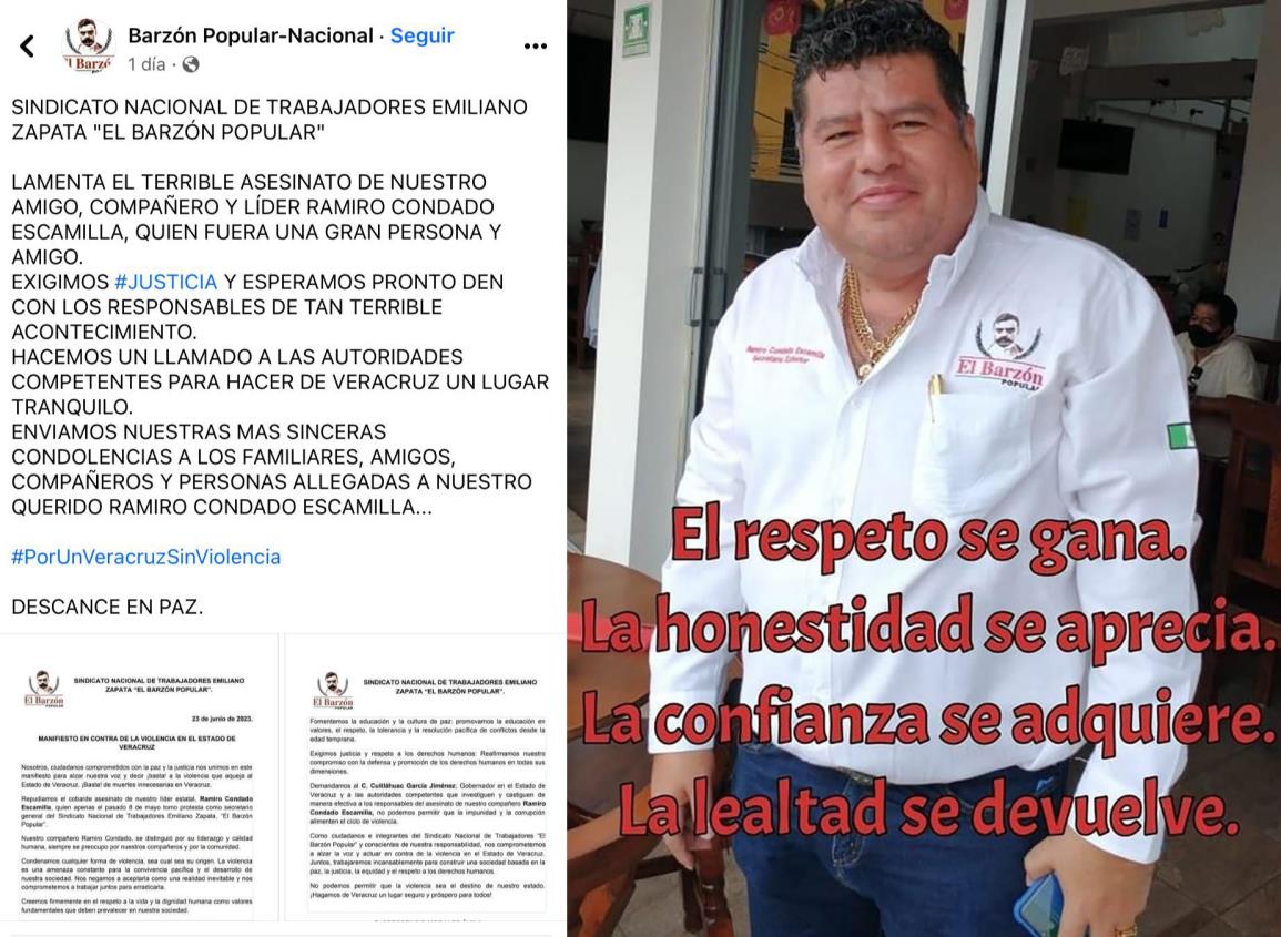 Barzón Popular da por muerto a Ramiro Condado y  exige al gobierno de Veracruz alto a la violencia