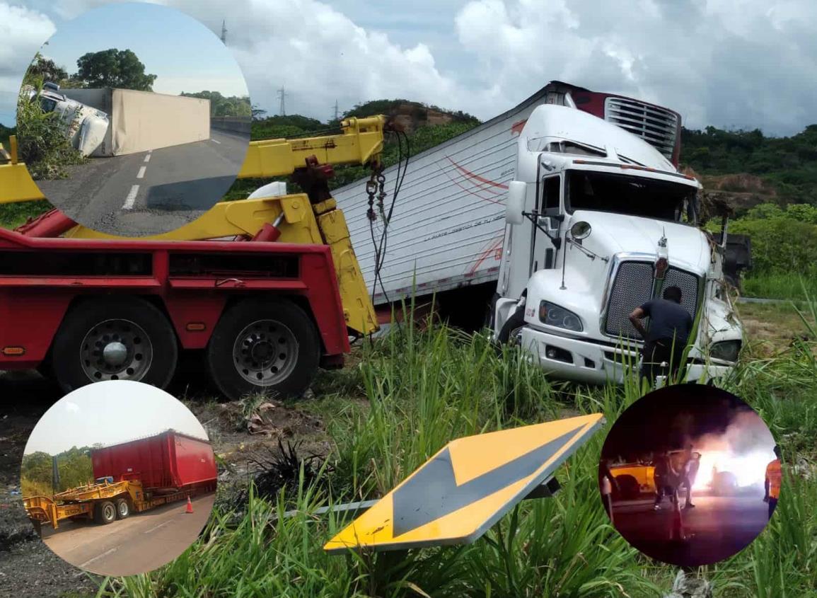 Personal de Caminos y Puentes Federales atienden cinco accidentes ocurridos en la autopista Nuevo Teapa-Cosoleacaque