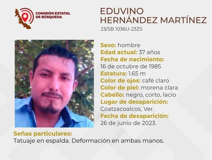 Eduvino Hernández, desapareció en Coatzacoalcos desde hace 4 días