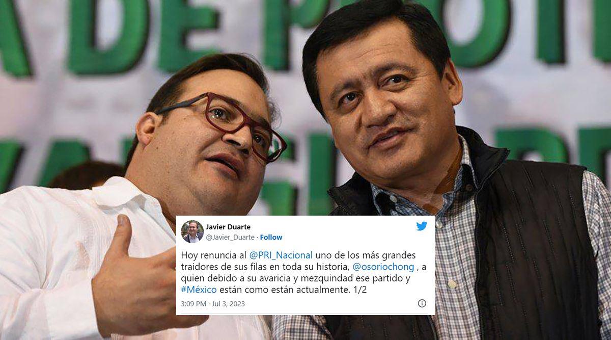 Es el más grande traidor del PRI; Duarte twittea contra Osorio Chong tras desbandada al PRI